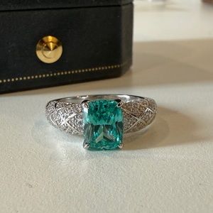 Sterling Silver 3 Carat sapphire Lab Grown Gemstone Ring size 6,7,8